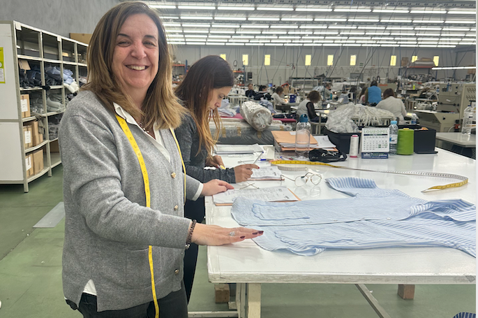 Team of women working at our ethical sleepwear factory in northern Portugal