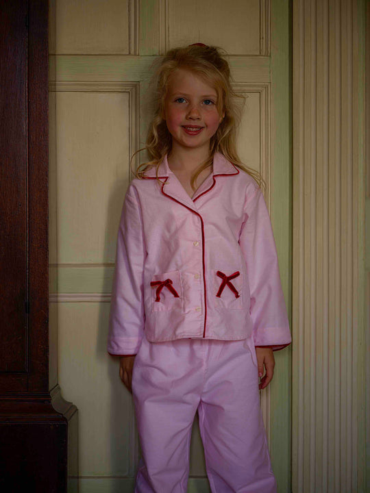 Sian Esther x Gail Jones Pink Bow Brushed Cotton Children's Pyjamas