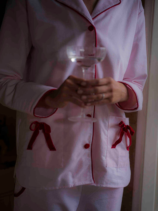 Sian Esther X Gail Jones Pink Bow Velvet Pyjamas