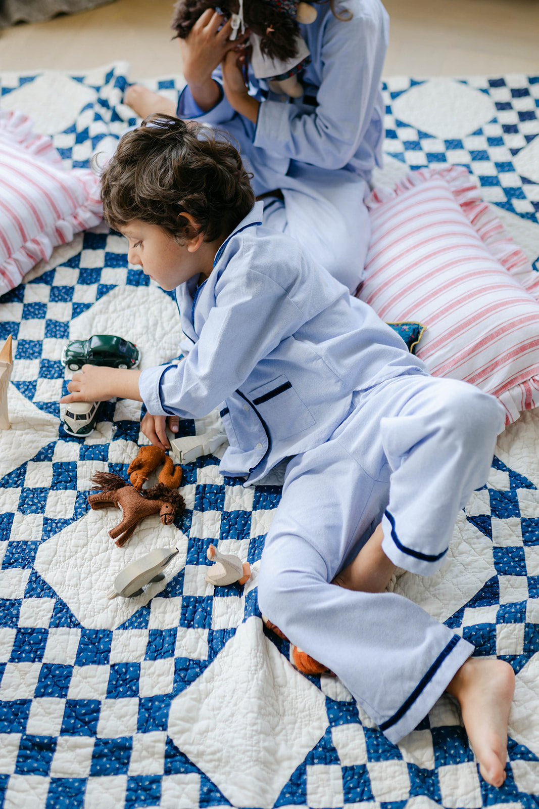 Blue Brushed Cotton Children's Pyjamas