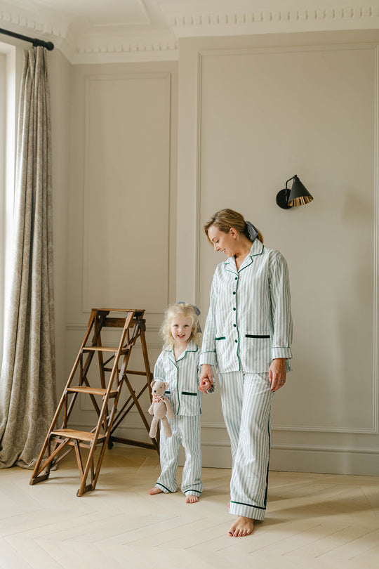 Green Stripe Brushed Cotton Children's Pyjamas