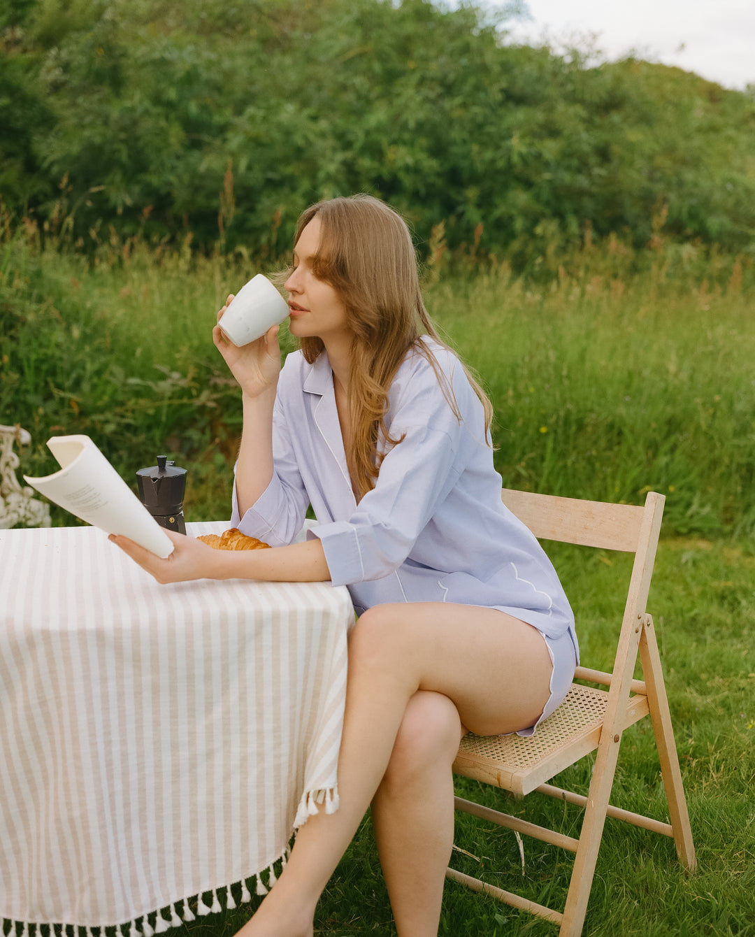 Blue Scalloped Short Pyjama Set