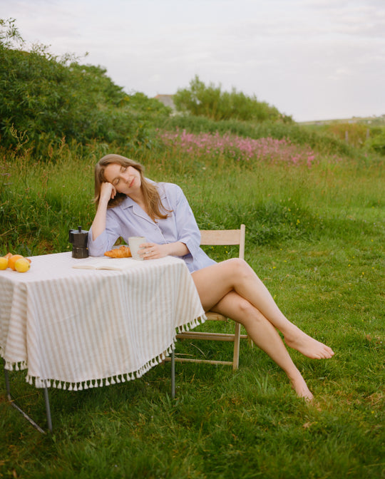 Blue Scalloped Short Pyjama Set