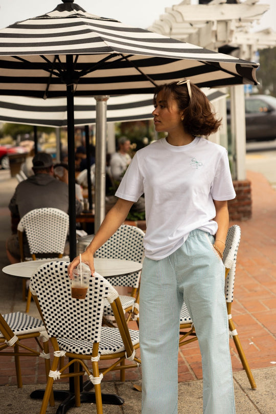 The Green Stripe Seersucker Palazzo Pants