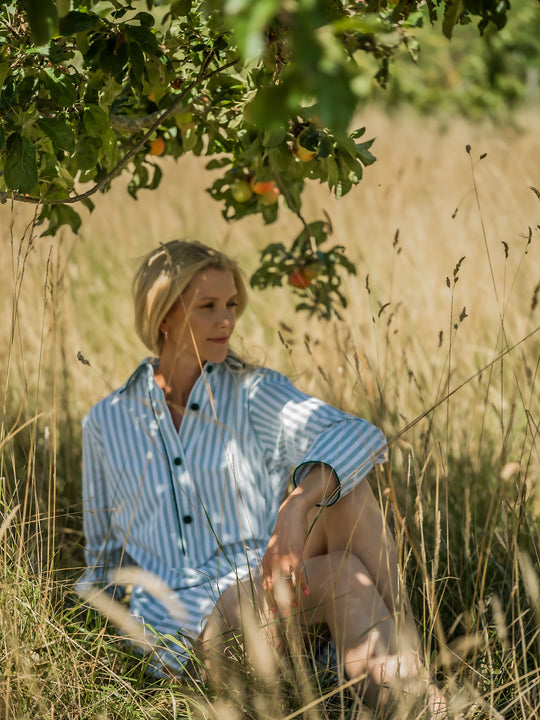 Green Striped Brushed Cotton Nightshirt