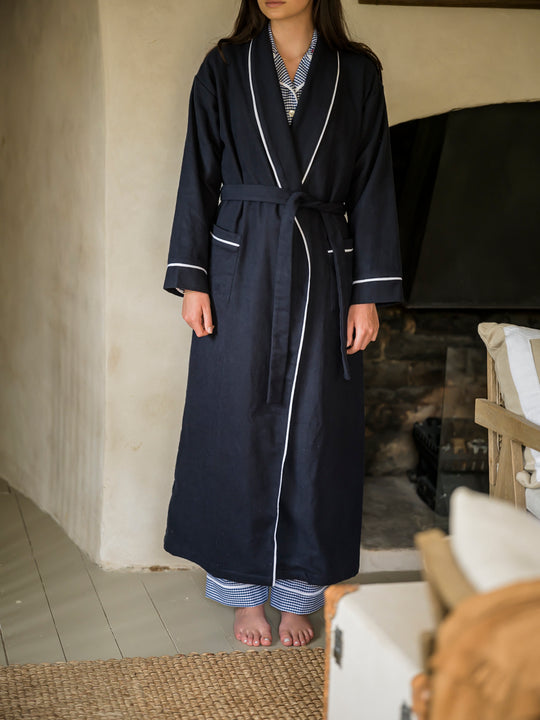 Sian Esther and Osborn Interiors Navy Cotton Robe