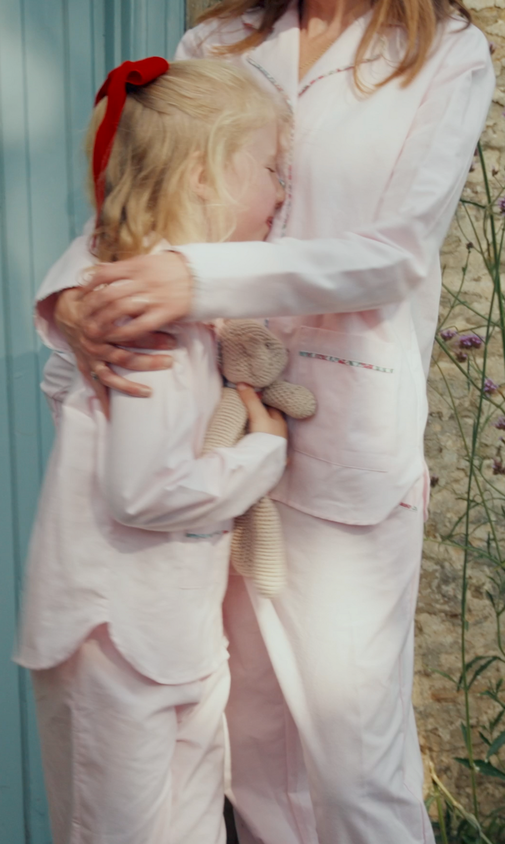 Children's Pink Liberty Trim Brushed Cotton Pyjama Set