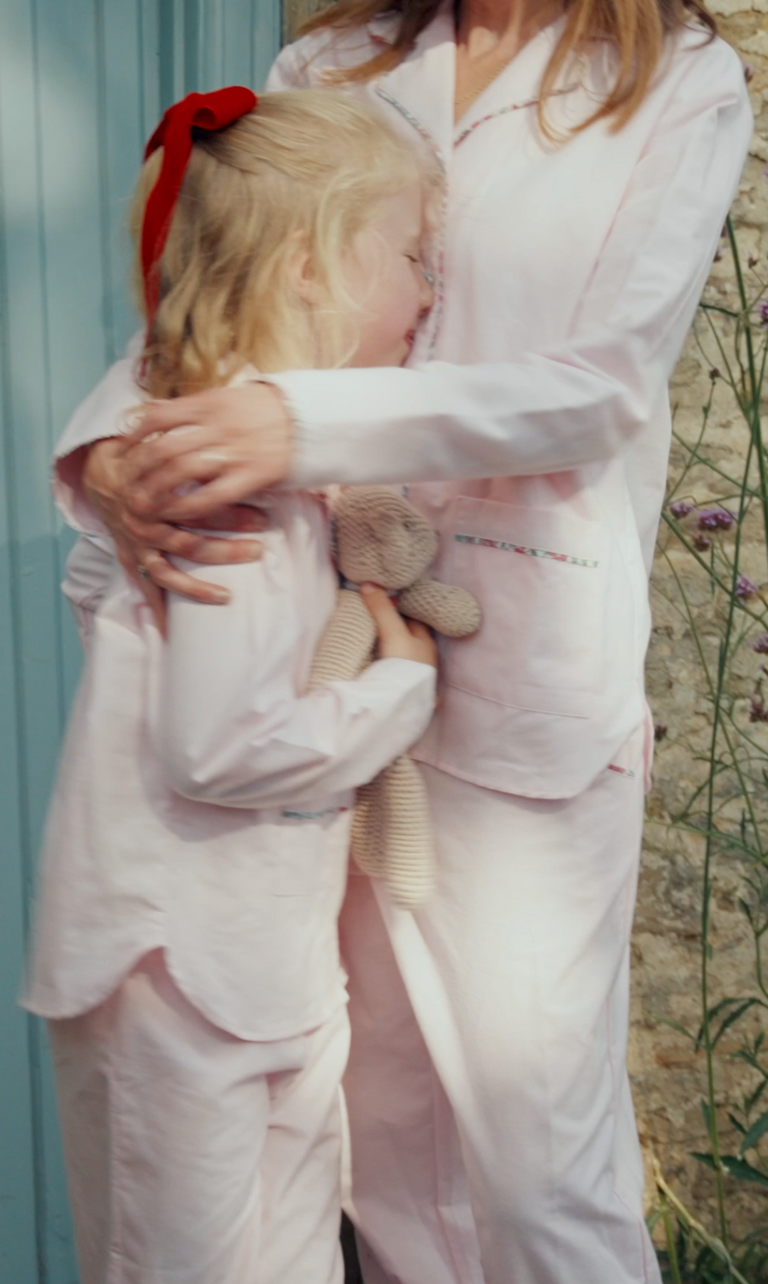 Children's Pink Liberty Trim Brushed Cotton Pyjama Set