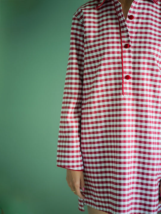 Red Gingham Brushed Cotton Nightshirt