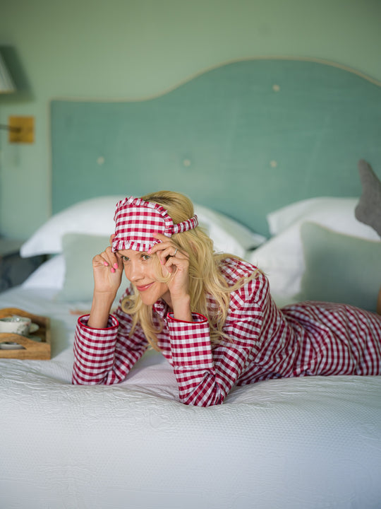 Red Gingham Eye Mask