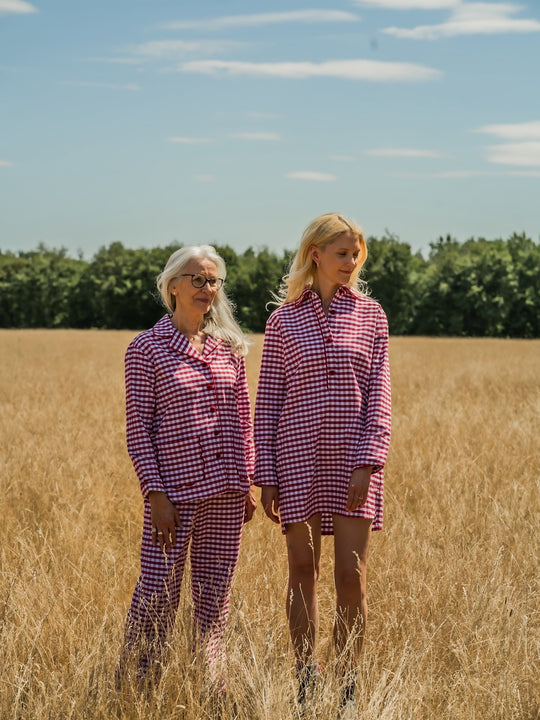 Red Gingham Scalloped Brushed Cotton Pyjamas
