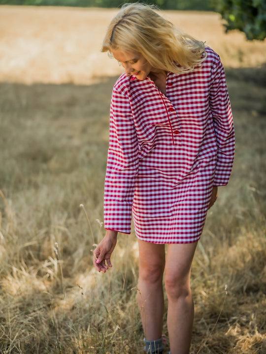 Red Gingham Brushed Cotton Nightshirt