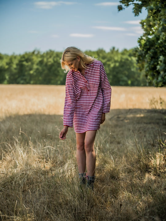 Red Gingham Brushed Cotton Nightshirt