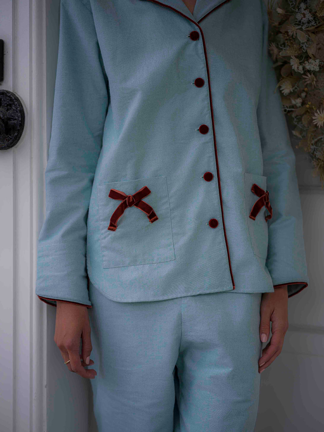 Sian Esther X Gail Jones Green Bow Velvet Pyjamas