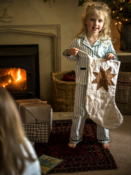 Green Stripe Brushed Cotton Children's Pyjamas