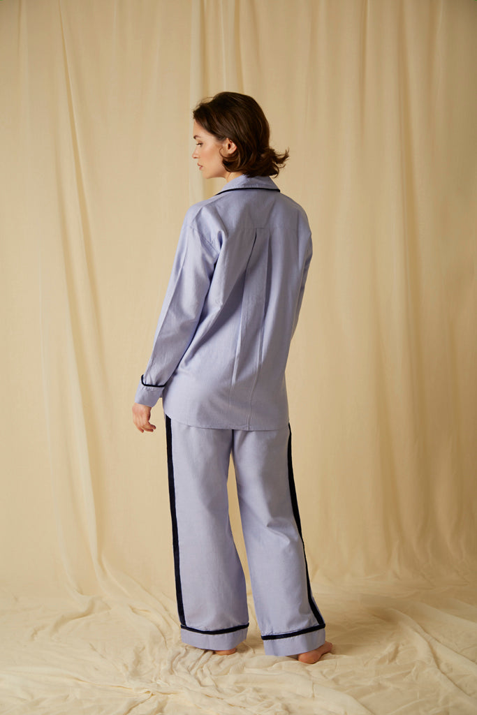 Blue Velvet Long Pyjama Set