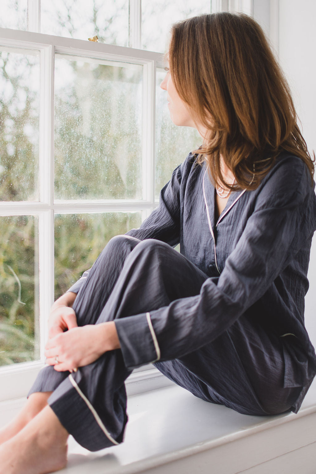 Luxury silk pyjamas, the perfect pj gift for Mother's Day. Beautifully cut pajamas in a lightweight handwoven silk.